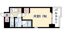 レジデンスSUN.K 1Kの間取図画像