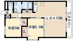 室賀ビル 2LDKの間取図画像