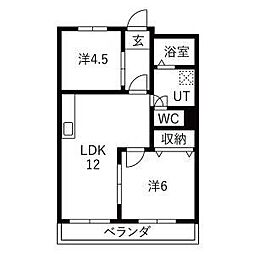 コトブキ第一ビル 2LDKの間取図画像