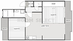 ブラウンハイツ 2LDKの間取図画像