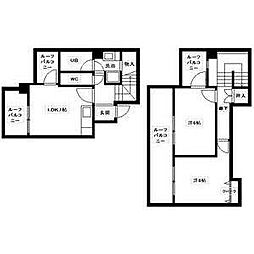 レスカール白金 2LDKの間取図画像
