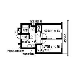 VIPちくさ 2DKの間取図画像