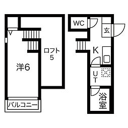 アルバーノ北山 1Kの間取図画像