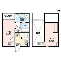 ローレルハウス小幡 1Kの間取図画像