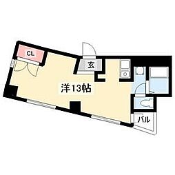 クレセール花の木 ワンルームの間取図画像