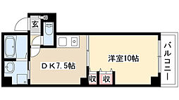 レジデンスカープ今池 1DKの間取図画像