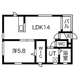 フェリーチェヴィータ 1LDKの間取図画像