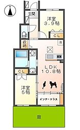 コートニチエイ 2LDKの間取図画像