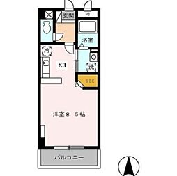 パークフロントナカムラ 1Kの間取図画像