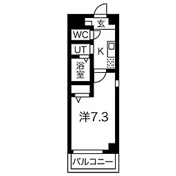 アヴリル 1Kの間取図画像
