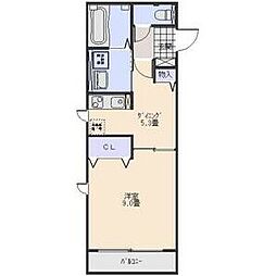 グレーシア中郷A棟 1DKの間取図画像