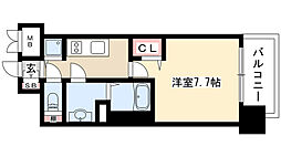 プレサンスジェネ栄 1Kの間取図画像