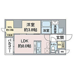 The9thResidenceSakaeSide 1LDKの間取図画像
