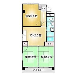 森ハイツ 3DKの間取図画像