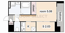 エステシア上前津 1SKの間取図画像