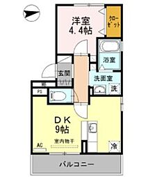 セジュール古橋3 1DKの間取図画像