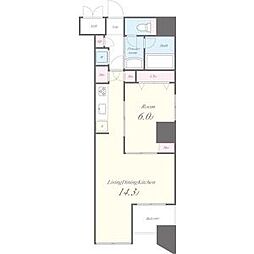 アモンフォンテーヌ 1LDKの間取図画像