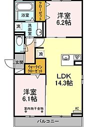 セジュール庄内 2LDKの間取図画像
