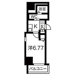 アルテミス平和 1Kの間取図画像