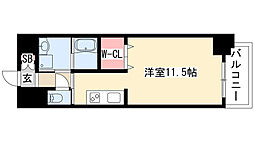 カゾーネアッソ ワンルームの間取図画像