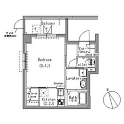 パークアクシス白壁 1Kの間取図画像