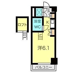 朝日プラザ名古屋ターミナルスクエア ワンルームの間取図画像