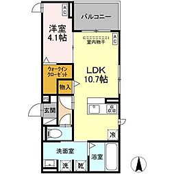 ルヴィータ本陣 1LDKの間取図画像