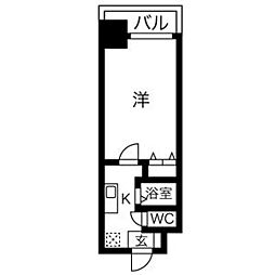グレイス新栄 1Kの間取図画像
