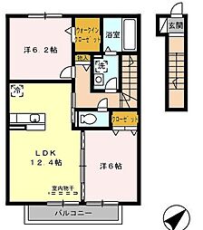 ハイツアムールA 2LDKの間取図画像