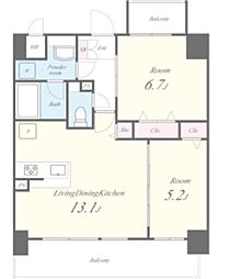 コンフォート城西 2LDKの間取図画像