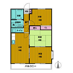 サンタパレス・K2 3DKの間取図画像