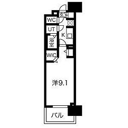 パルティール高畑 1Kの間取図画像