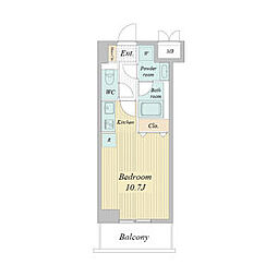 レジディア高岳 ワンルームの間取図画像