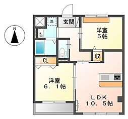 サンローズ 2LDKの間取図画像