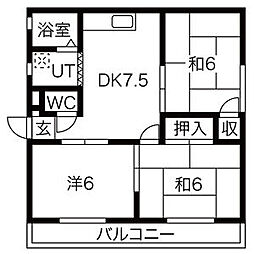 坂井マンション 3DKの間取図画像