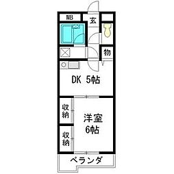 フィープル・一社 1DKの間取図画像