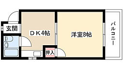 シャトウ山田 1DKの間取図画像