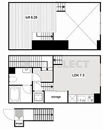 アーブルフレールB ワンルームの間取図画像