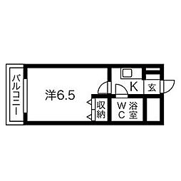 ハーベストヒルズ藤が丘 1Kの間取図画像