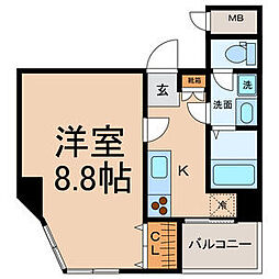 ラベルヴィー 1Kの間取図画像