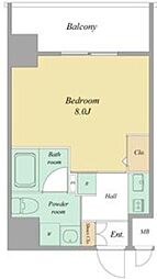 RESIDIA白壁 1Kの間取図画像