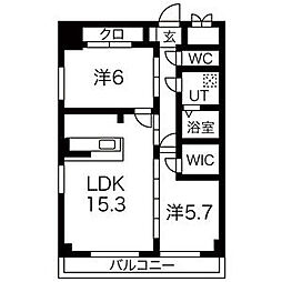 GRANDUKE丸田町 2LDKの間取図画像