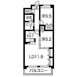 フォルテ茶屋ヶ坂 2LDKの間取図画像