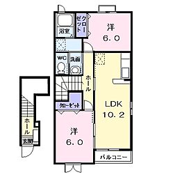 プリムローズガーデン 2LDKの間取図画像