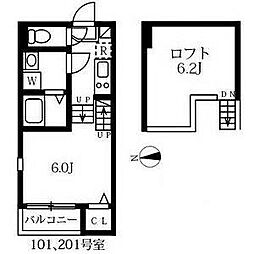 ハーモニーテラス名楽町 1Kの間取図画像