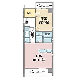 エクセルシオール 1LDKの間取図画像