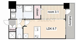 プレサンス新栄ユリシス 1LDKの間取図画像