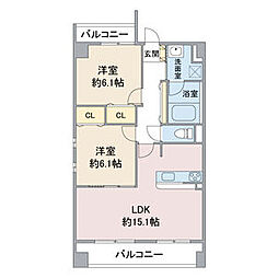 エスペランサ四軒家 2LDKの間取図画像
