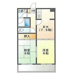 ジローズ浄心 2DKの間取図画像