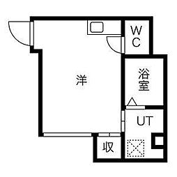 N95 ワンルームの間取図画像